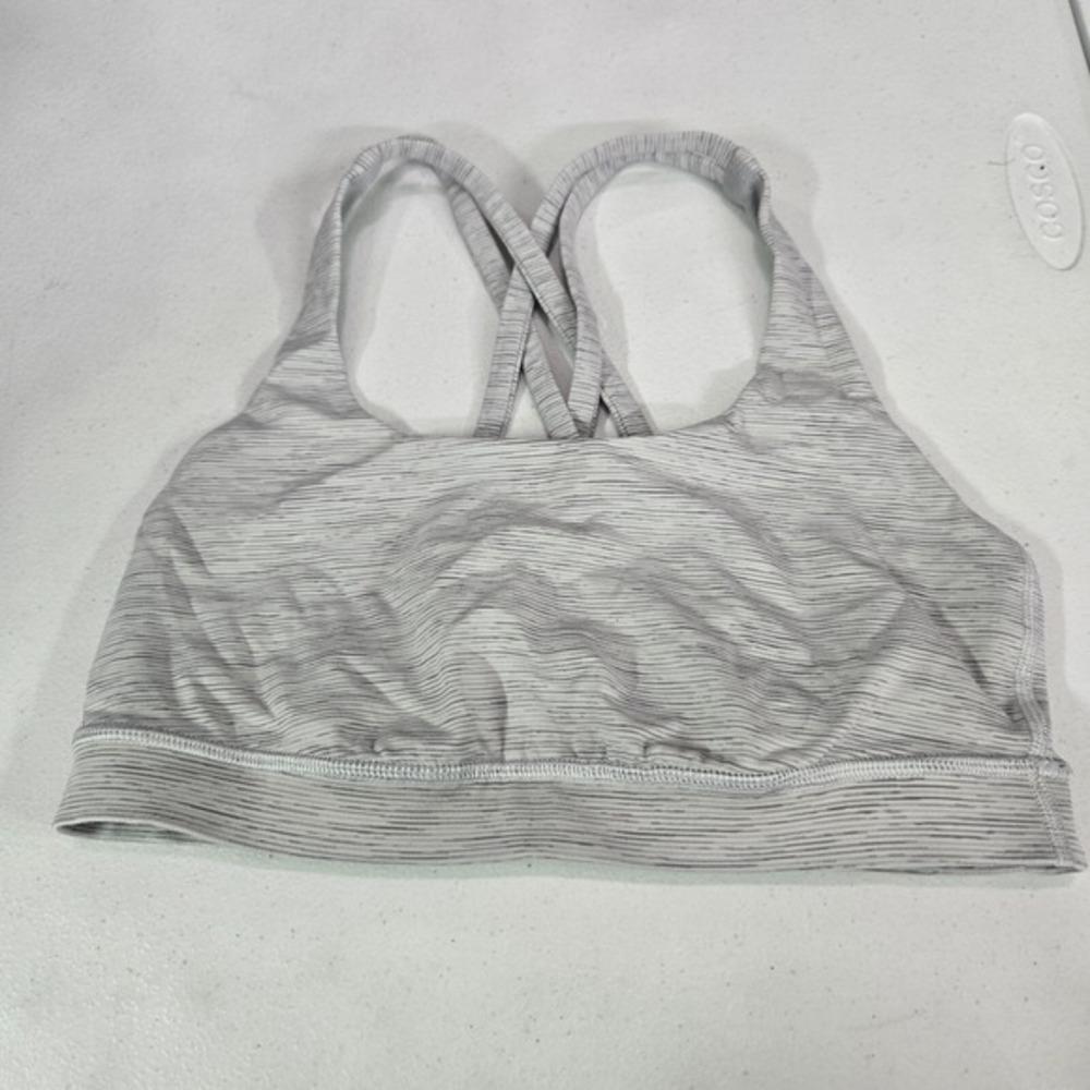 Lululemon Women Sports Bra‎ 6 Gray Energy Crossback Strappy Wireless Pullover